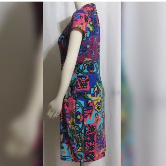 Ladies ELLEN TRACY Bold Color Faux Wrap Dress 8 - Picture 4 of 7